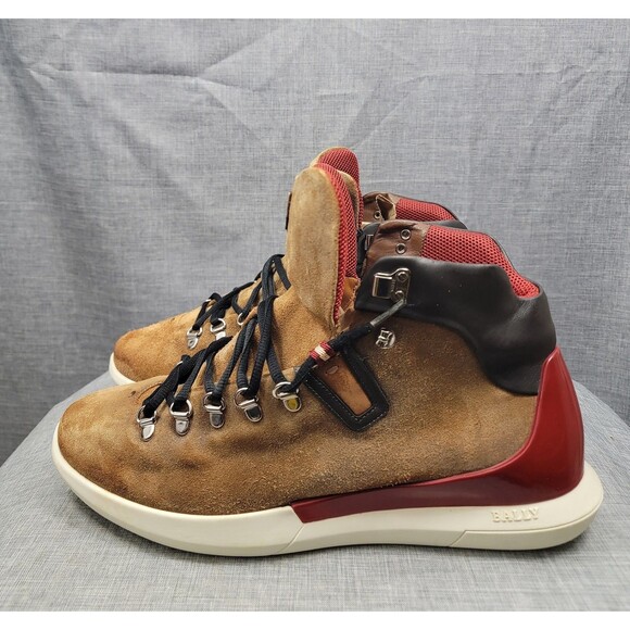 BALLY AVYD TOBACCO Suede BLACK Leather LOGO Top SNEAKERS Men's 12 US, ITALY - Picture 13 of 16